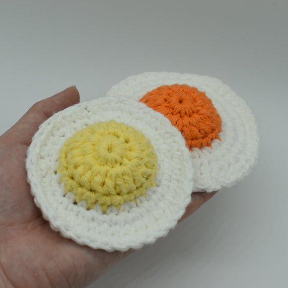 Handcrafted Crochet Fried Egg Catnip Toys Bundle of Two - Picture 1 of 5